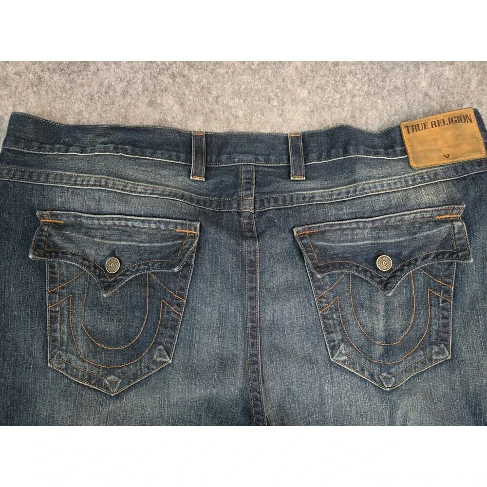 True Religion Ricky Jeans Flap Pocket Mens 50x33.5 Relaxed Straight Made In USA
